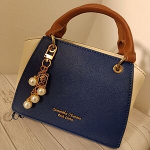 Samantha Thavasa Petite Choice Blue and Cream Satchel Bag/Crossbody Bag